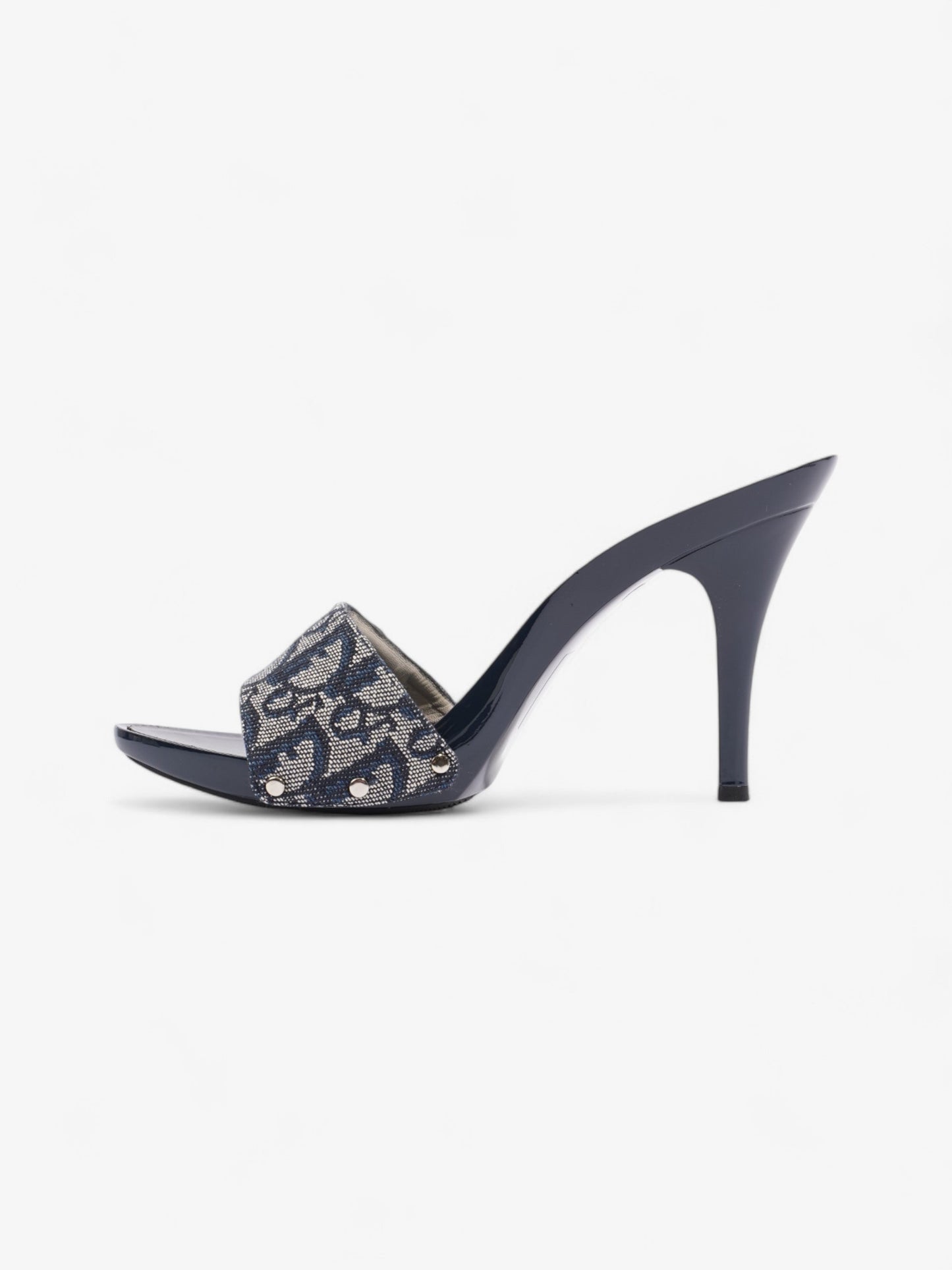 Christian Dior Monogram CD Buckle Heels 80 Navy Monogram Cloth EU 40 UK 7