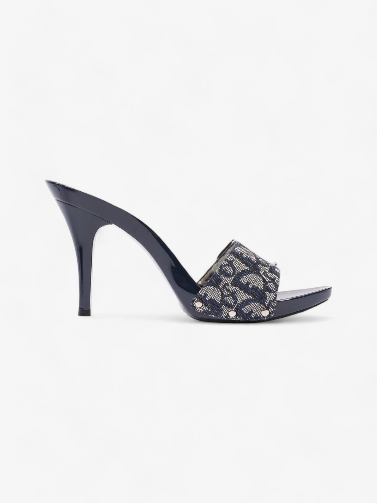 Christian Dior Monogram CD Buckle Heels 80 Navy Monogram Cloth EU 40 UK 7