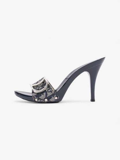 Christian Dior Monogram CD Buckle Heels 80 Navy Monogram Cloth EU 40 UK 7