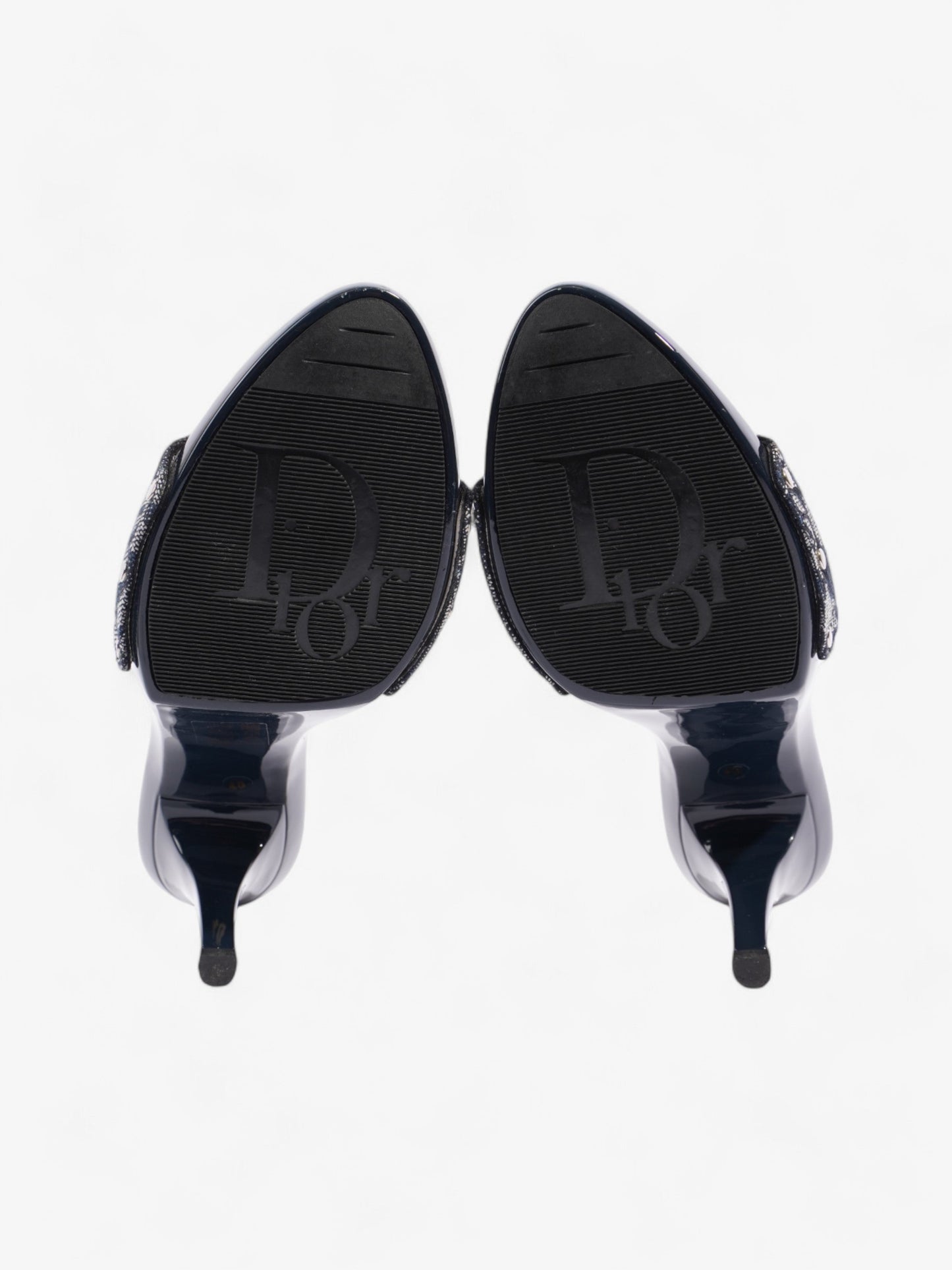 Christian Dior Monogram CD Buckle Heels 80 Navy Monogram Cloth EU 40 UK 7