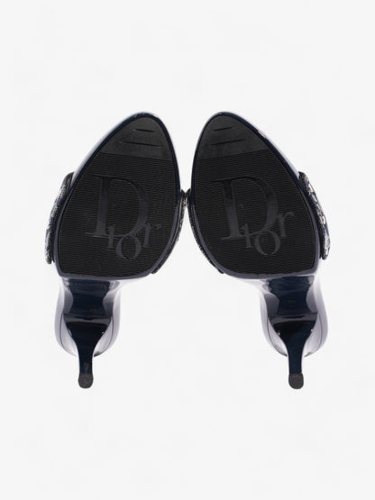 Christian Dior Monogram CD Buckle Heels 80 Navy Monogram Cloth EU 40 UK 7