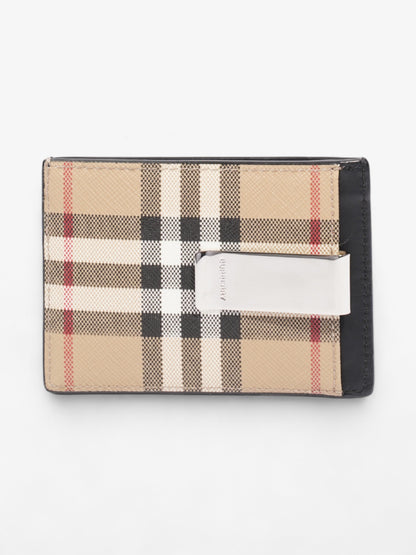 Burberry Check Money Clip Card Case Vintage Check Coated Canvas