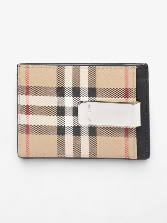 Burberry Check Money Clip Card Case Vintage Check Coated Canvas