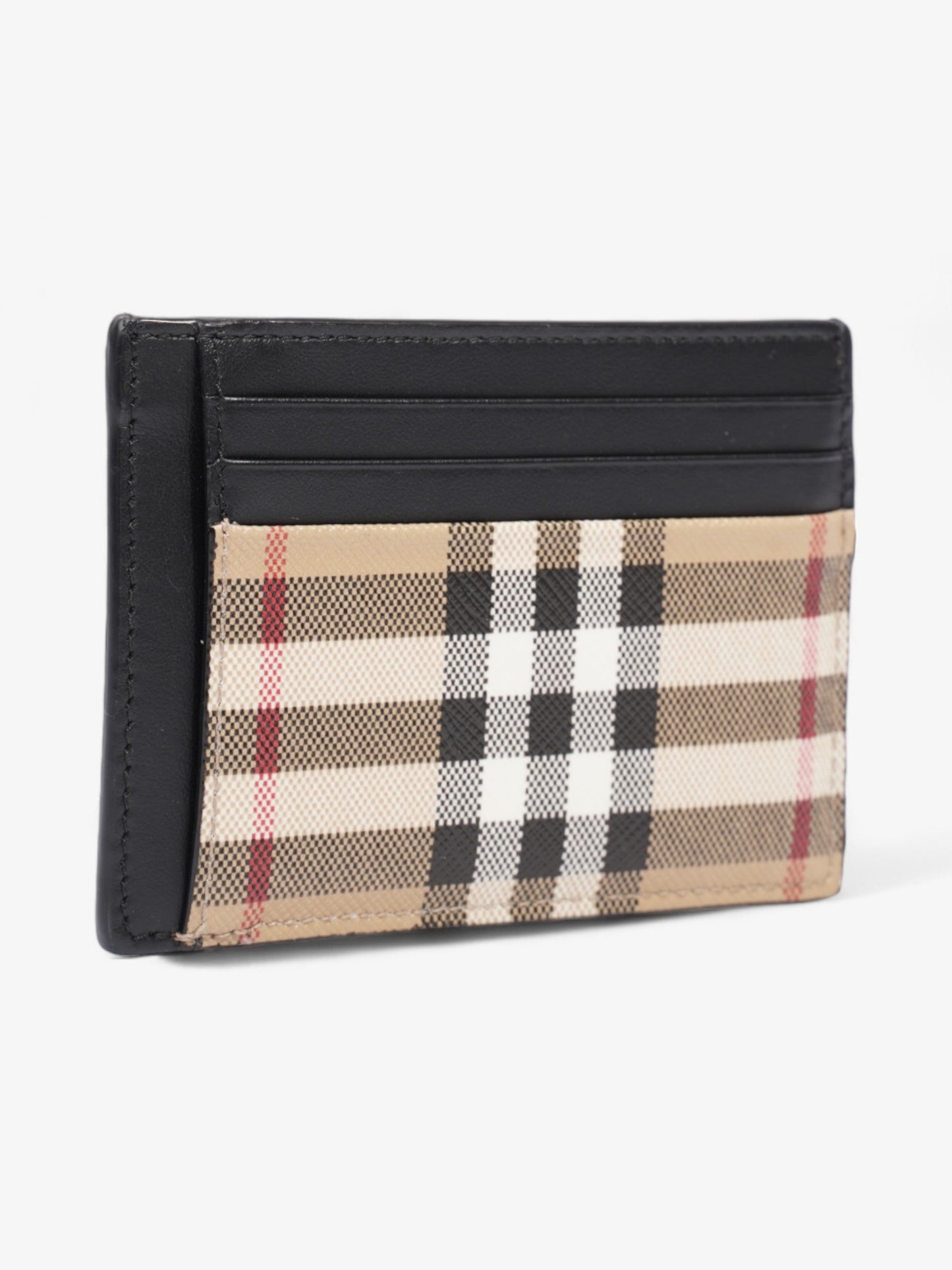 Burberry Check Money Clip Card Case Vintage Check Coated Canvas