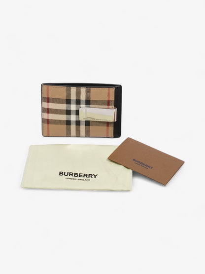 Burberry Check Money Clip Card Case Vintage Check Coated Canvas