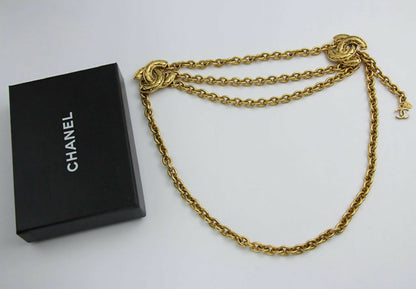 Chanel Vintage 1981-1985 Gold-Plated Thick Chain Waist Belt with Symmetrical Bird Motifs