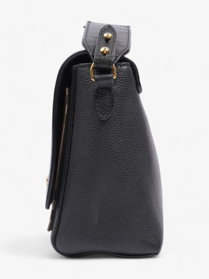 Burberry Note Bag Black / House Check Calfskin Leather Medium