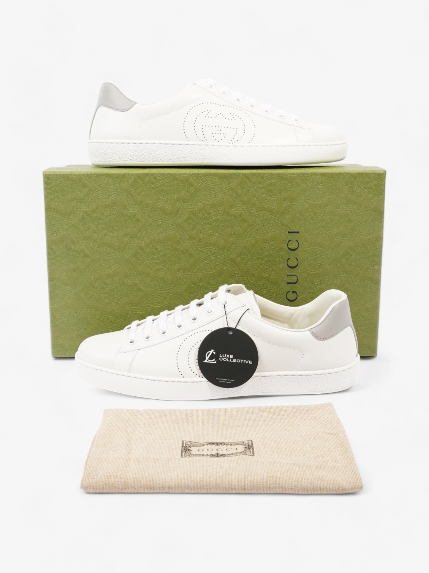 Gucci Interlocking G Sneaker White Leather EU 43.5 UK 9.5