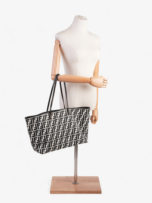 Fendi FF Roll Tote White / Black Canvas