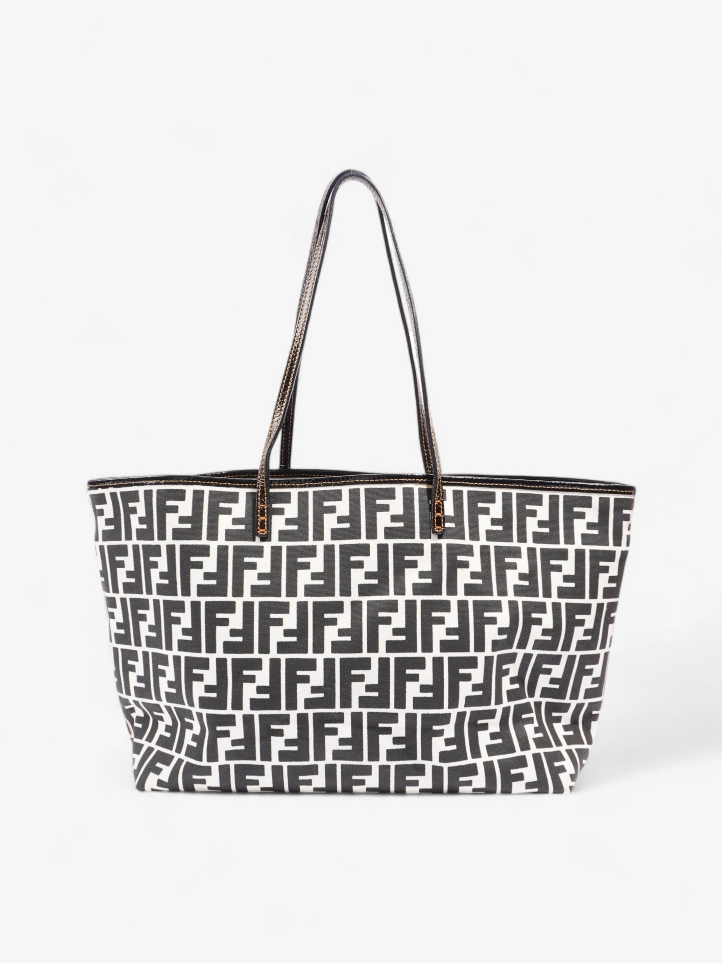 Fendi FF Roll Tote White / Black Canvas