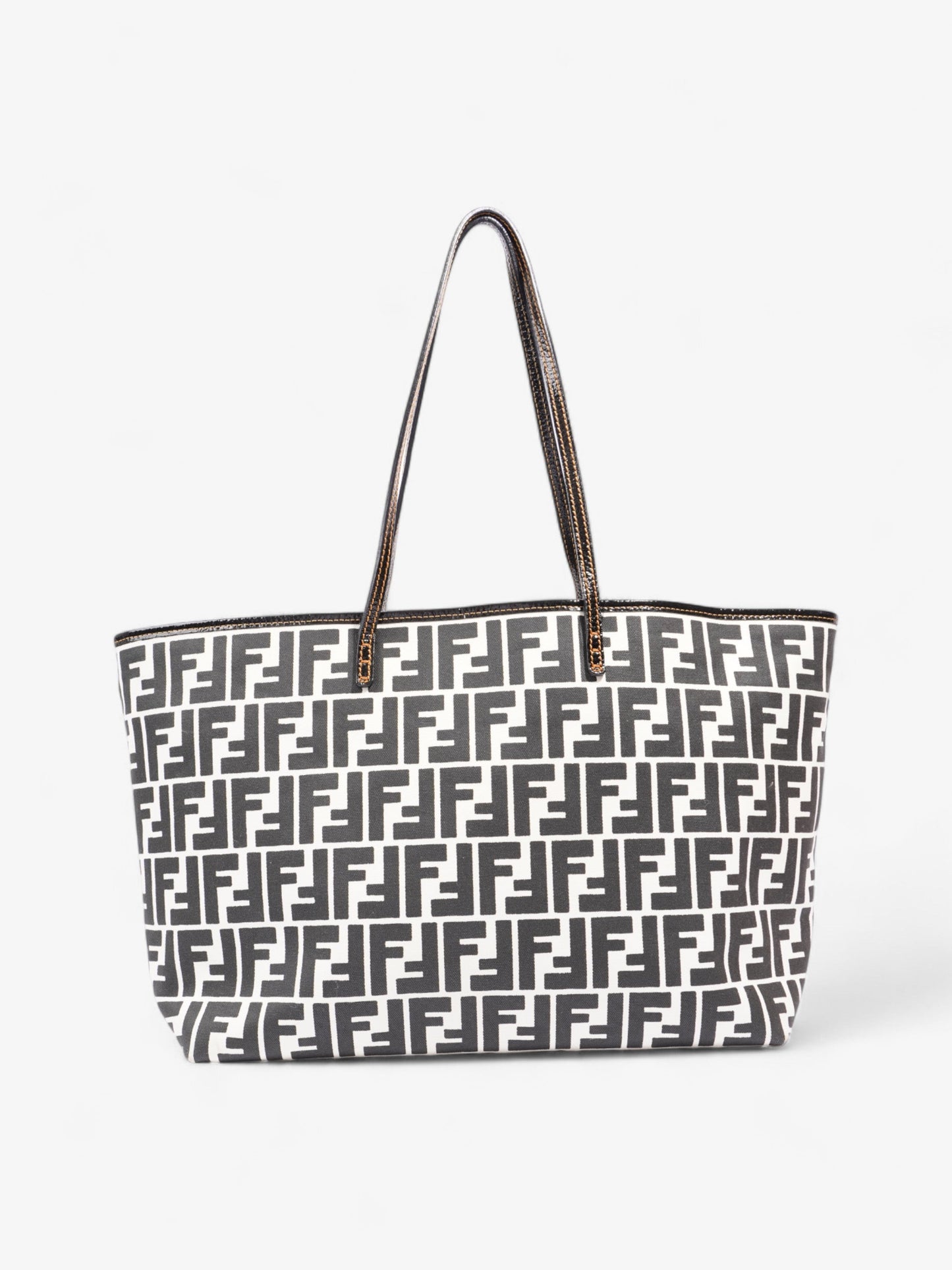 Fendi FF Roll Tote White / Black Canvas