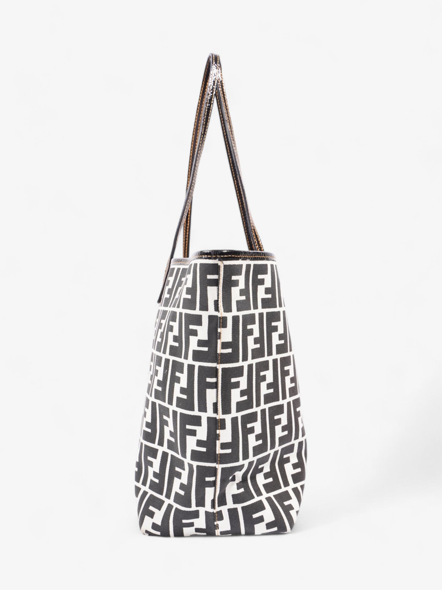 Fendi FF Roll Tote White / Black Canvas