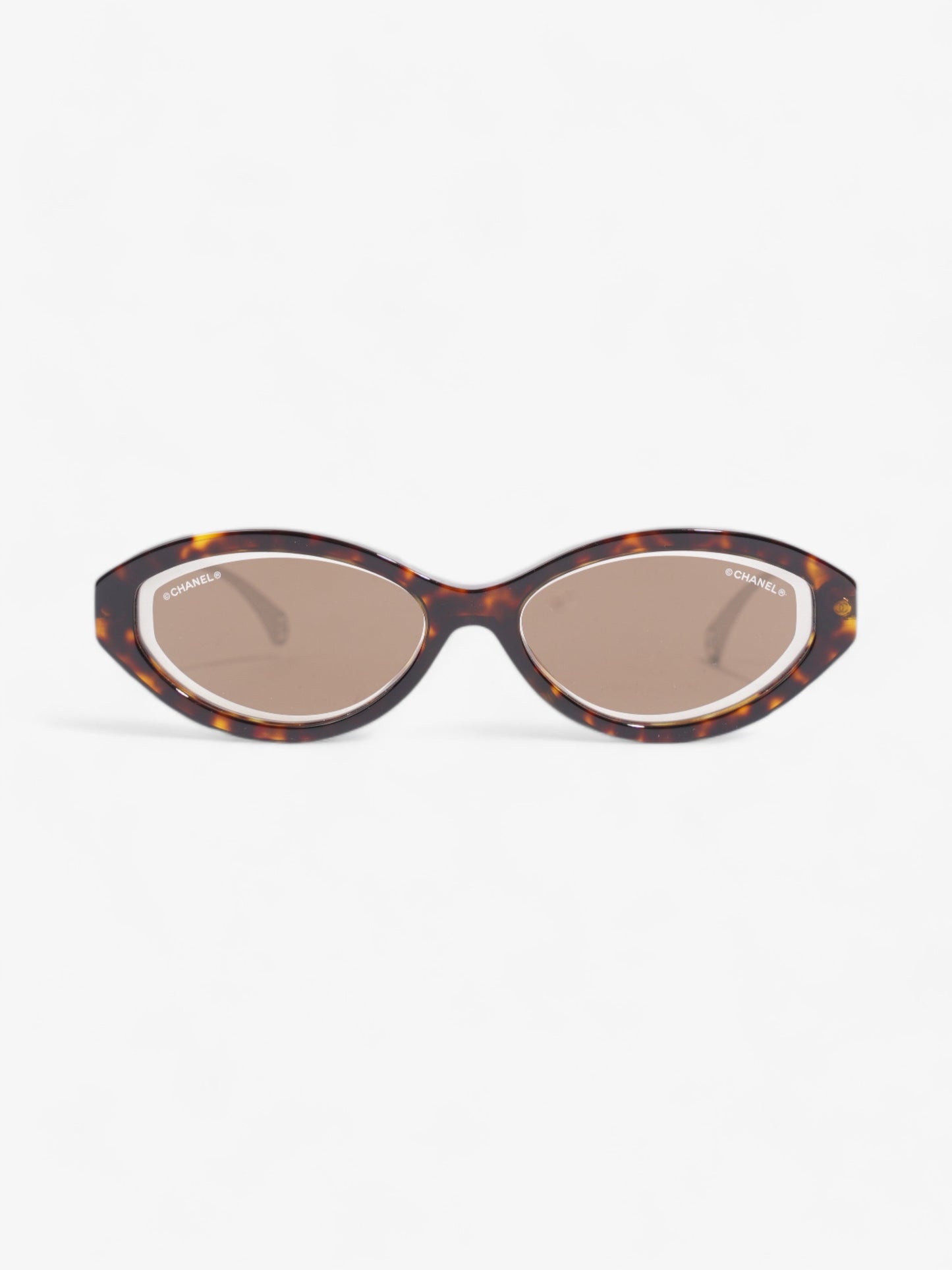 Chanel Oval Sunglasses Dark Tortoise Acetate 140mm