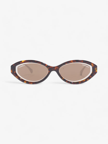 Chanel Oval Sunglasses Dark Tortoise Acetate 140mm