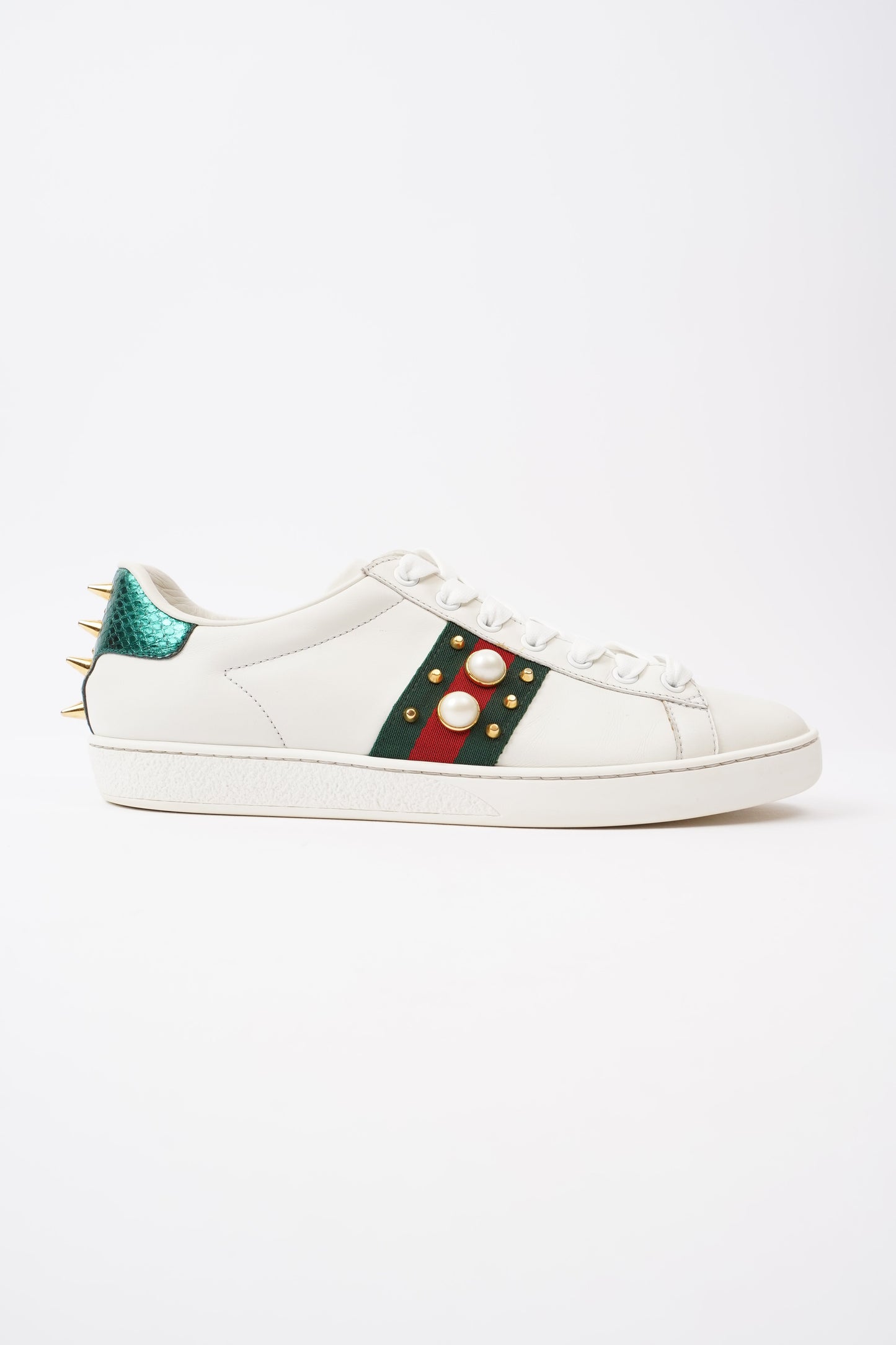 Gucci Ace Studded  White  / Green / Red Leather EU 39 UK 6