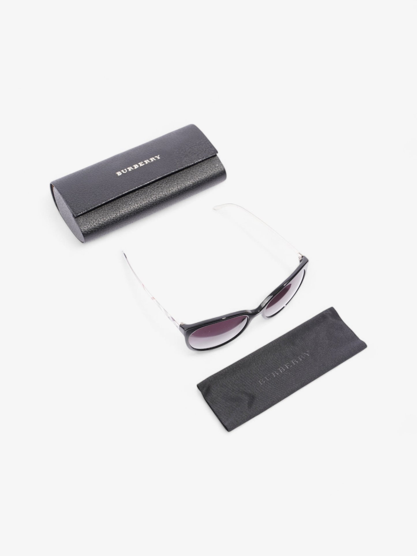 Burberry Check Sunglasses Black / Silver Acetate 135mm
