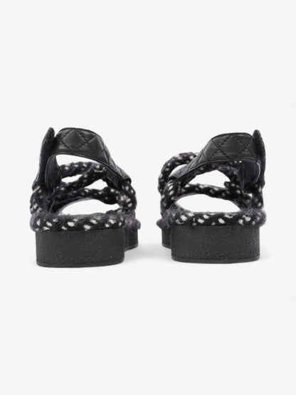 Chanel Cord Logo Sandals Black / White / Gold Lambskin Leather EU 36 UK 3