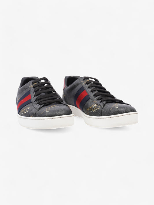 Gucci Ace GG Supreme Sneakers Black / Navy / Red Canvas EU 40 UK 6