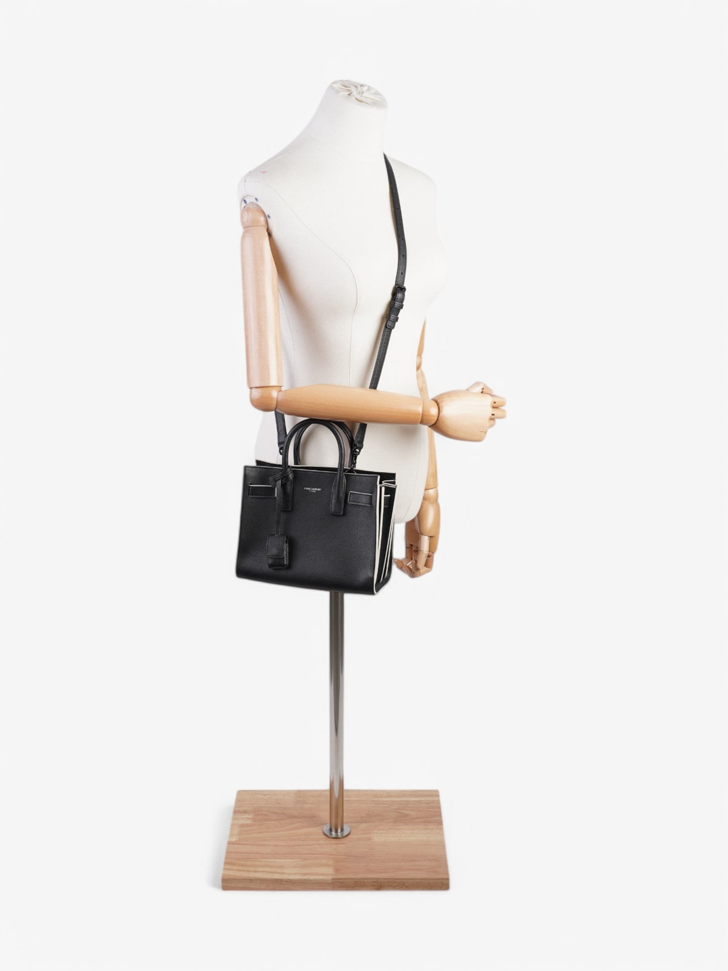 Saint Laurent Sac De Jour Black / White Calfskin Leather Nano