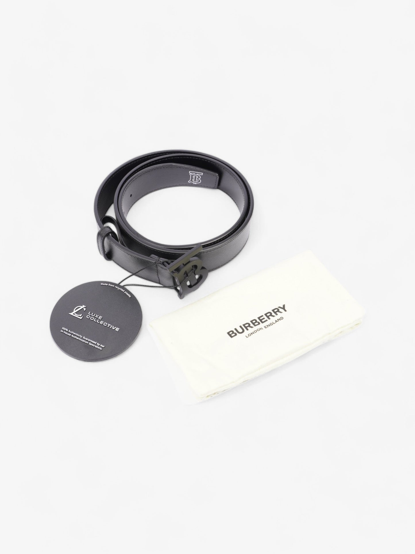 Burberry TB Plaque Belt Black Leather 90cm / 36"