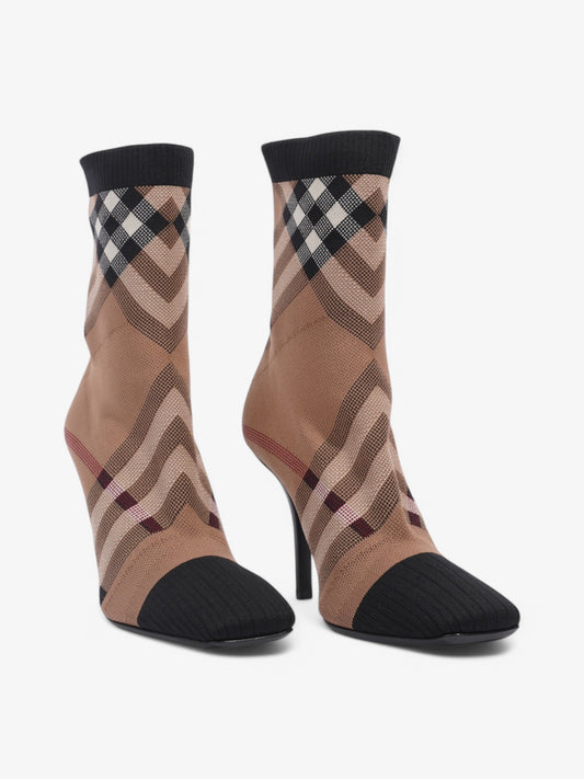Burberry Ankle Boots 85 Brown / Black / White Cotton EU 38 UK 5