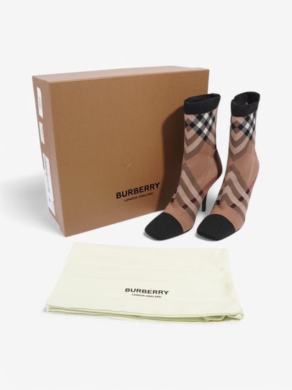 Burberry Ankle Boots 85 Brown / Black / White Cotton EU 38 UK 5