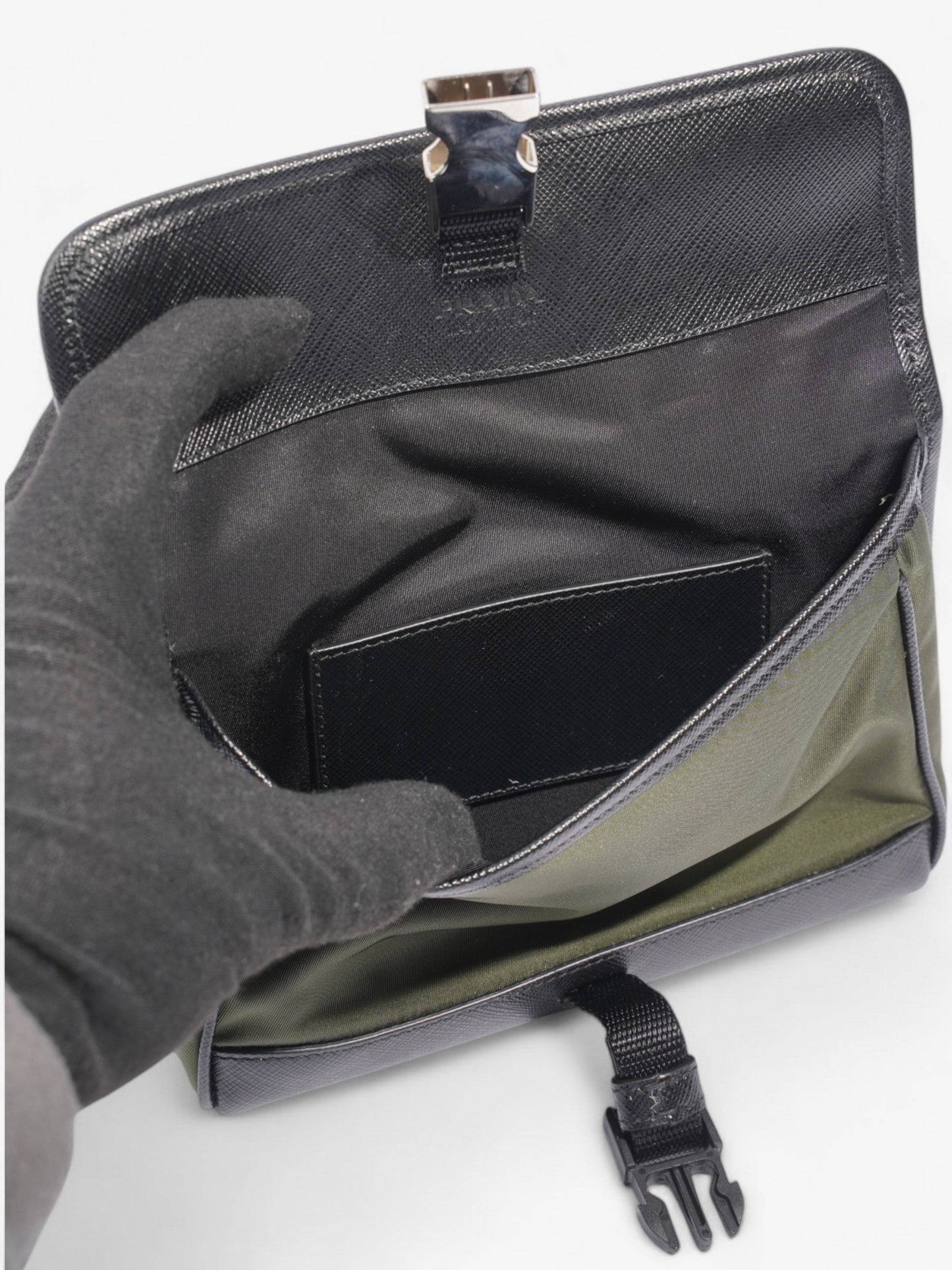 Prada Logo Plaque Smartphone Case Military Green / Black Re Nylon