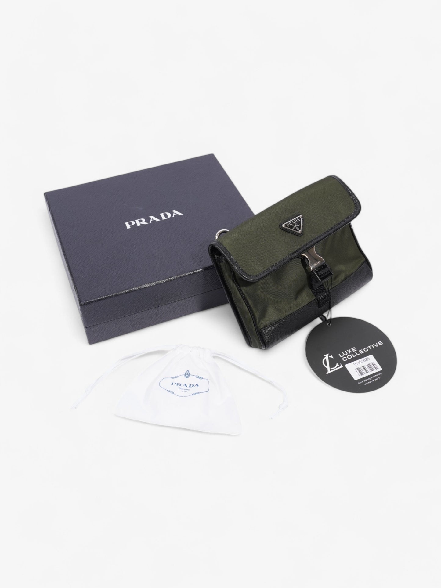 Prada Logo Plaque Smartphone Case Military Green / Black Re Nylon