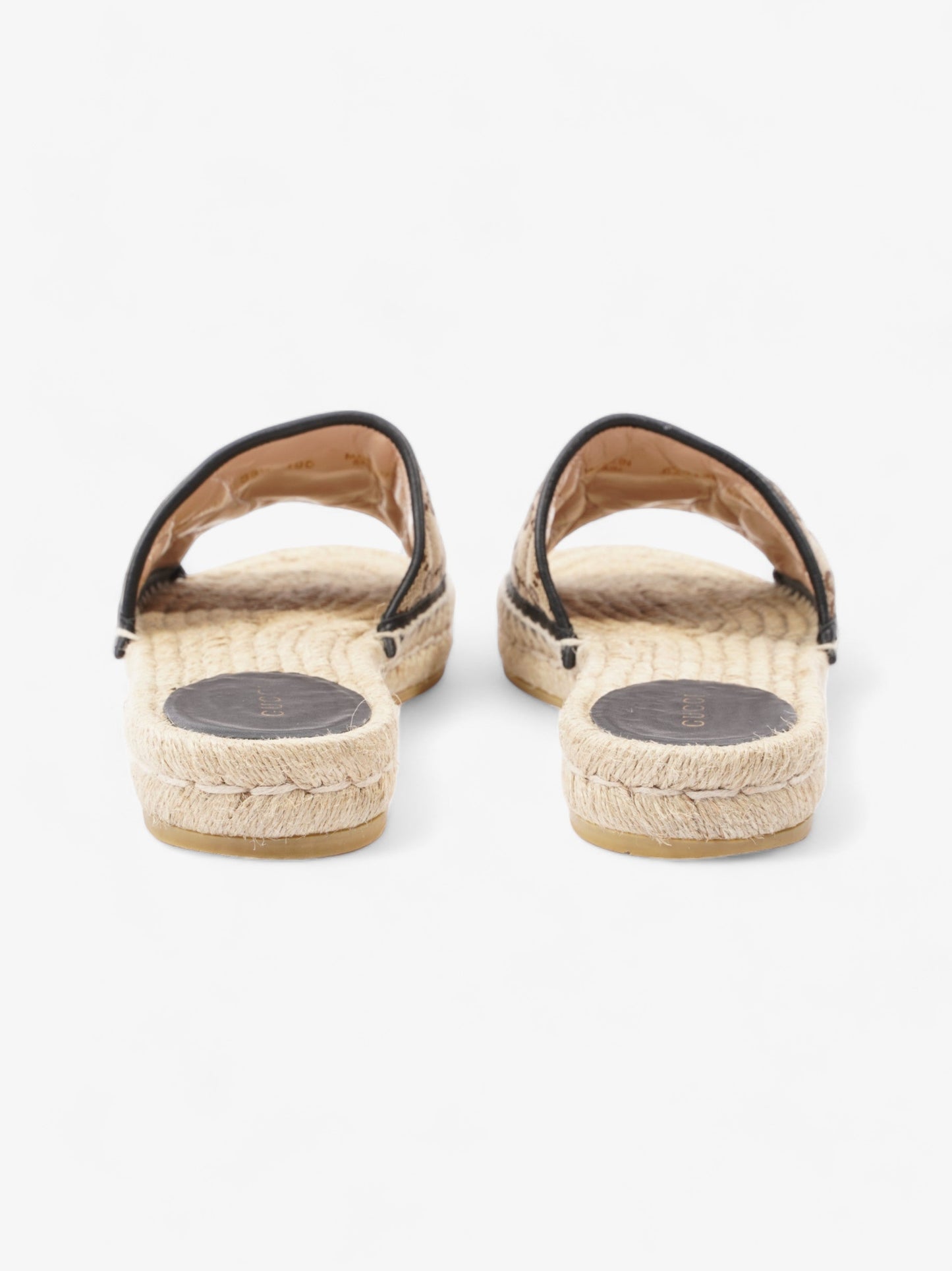 Gucci GG MATELASSÉ CANVAS ESPADRILLE SANDAL Beige Monogram / Black Canvas EU 38.5 UK 5.5