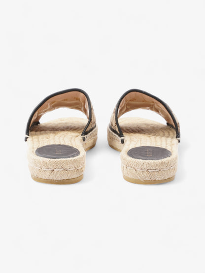 Gucci GG MATELASSÉ CANVAS ESPADRILLE SANDAL Beige Monogram / Black Canvas EU 38.5 UK 5.5