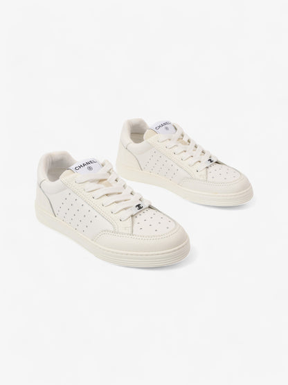 Chanel Perforated Low Top Sneakers White Leather EU 37 UK 4