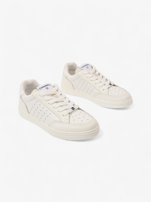 Chanel Perforated Low Top Sneakers White Leather EU 37 UK 4
