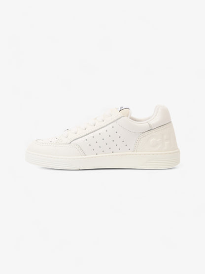 Chanel Perforated Low Top Sneakers White Leather EU 37 UK 4