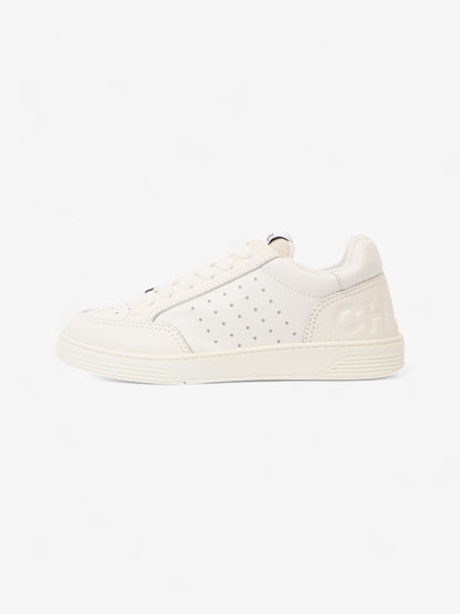 Chanel Perforated Low Top Sneakers White Leather EU 37 UK 4