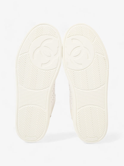 Chanel Perforated Low Top Sneakers White Leather EU 37 UK 4