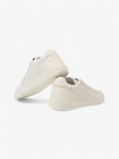 Chanel Perforated Low Top Sneakers White Leather EU 37 UK 4