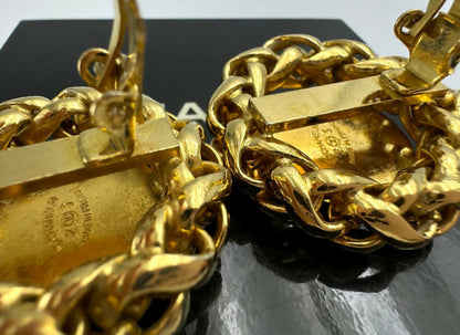 Chanel Vintage 1986 Gold-plated Wheat Ear Lace Large Round Clip-on Earrings
