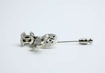 Chanel Vintage 03P Metal Cross Silver Coin CC Brooch