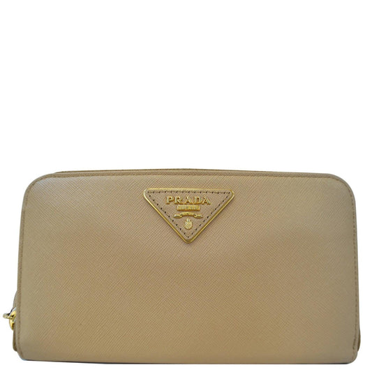 Prada Saffiano Zip-Around Beige Ladies Wallet