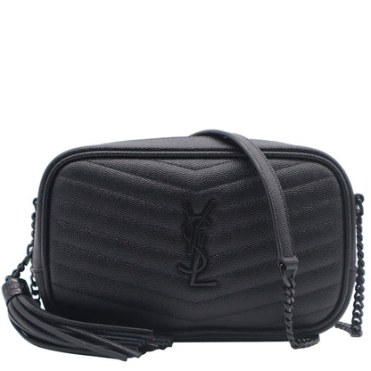 YVES SAINT LAURENT Mini Lou Leather Camera Crossbody Bag Black