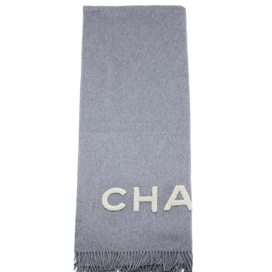 Chanel CC Logo/Letter Scarf/Shawl Cashmere Grey/White