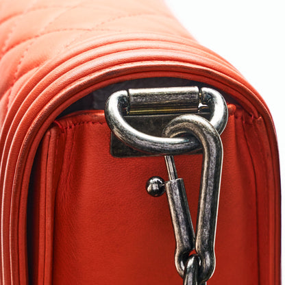 Chanel Boy Lambskin with Adjustable Strap in Orange