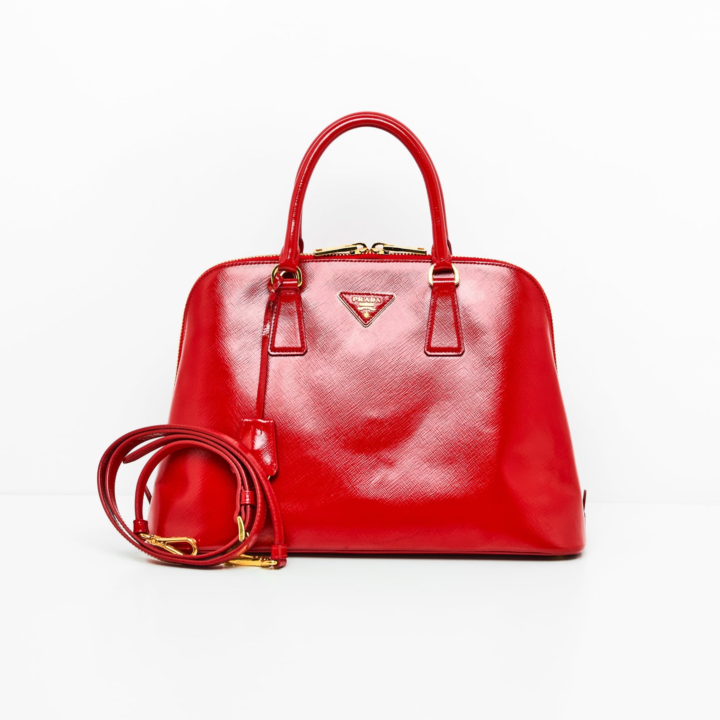 Prada Promenade Saffiano Satchel in Red