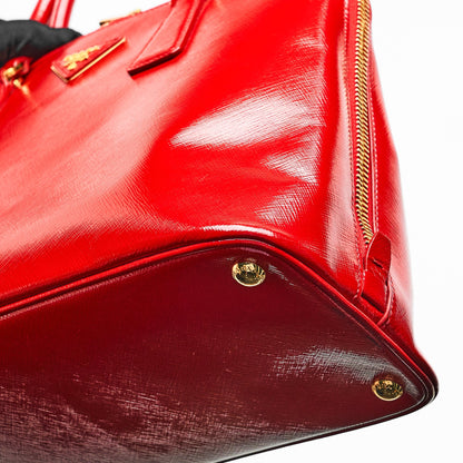 Prada Promenade Saffiano Satchel in Red