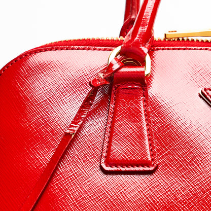 Prada Promenade Saffiano Satchel in Red