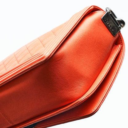 Chanel Boy Lambskin with Adjustable Strap in Orange