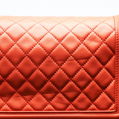 Chanel Boy Lambskin with Adjustable Strap in Orange