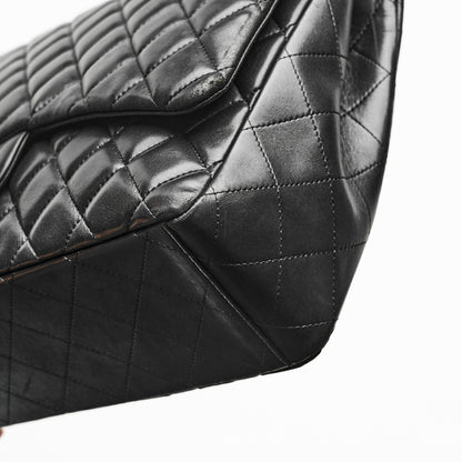 Chanel Maxi Lambskin Classic Single Flap Bag in Black SHW