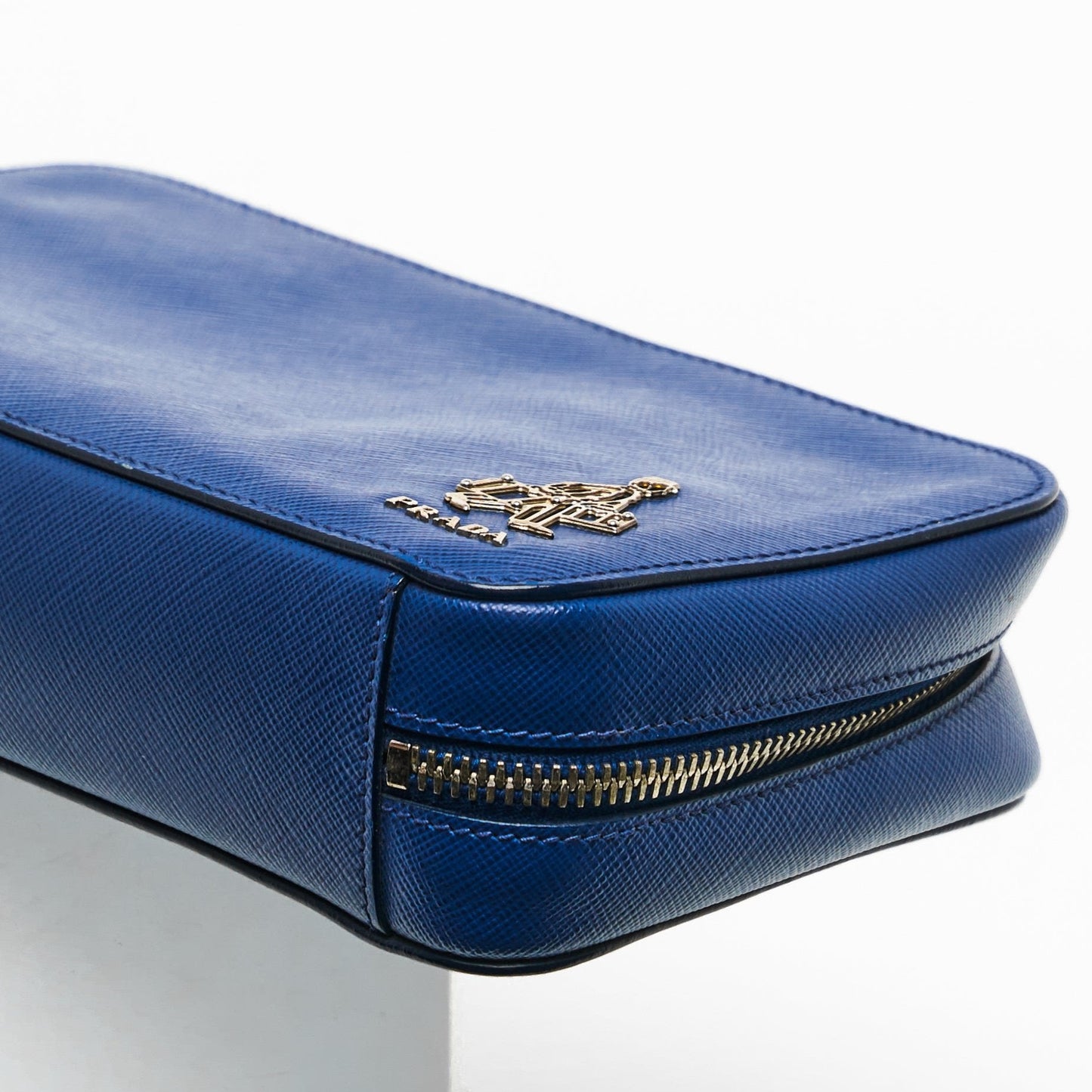 Prada Saffiano in Blue Clutch