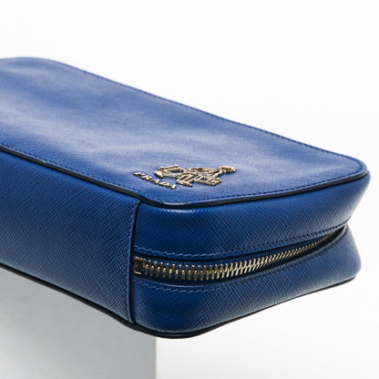 Prada Saffiano in Blue Clutch